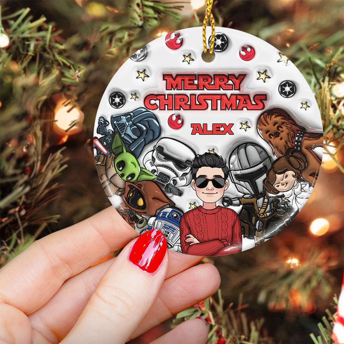 Merry Sithmas - Personalized The Force Ceramic Circle Ornament