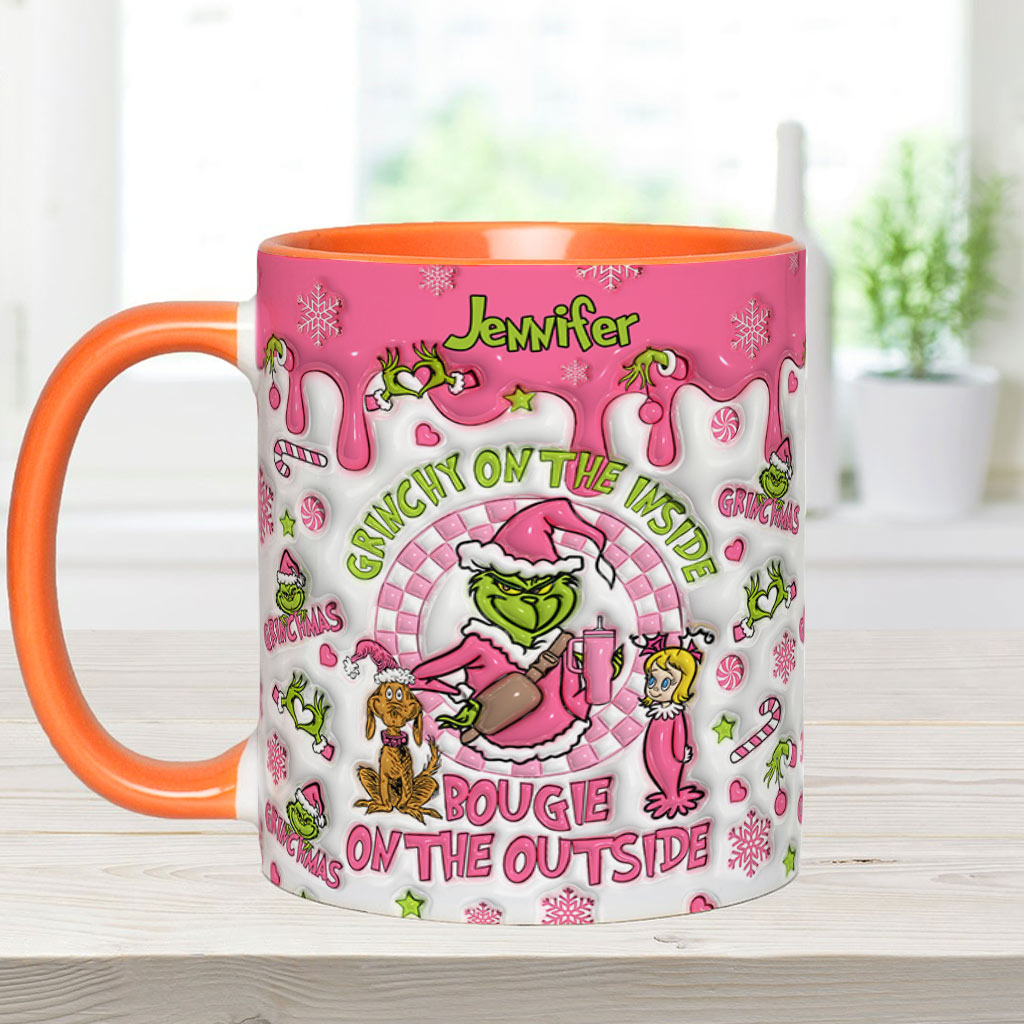 Grinchy On The Inside - Personalized Stole Christmas Accent Mug