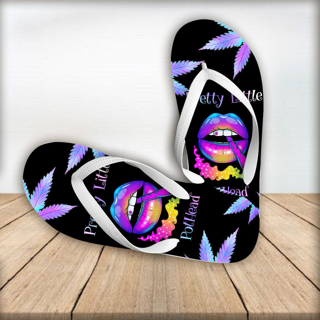 Pothead Hologram - Weed Flip Flops