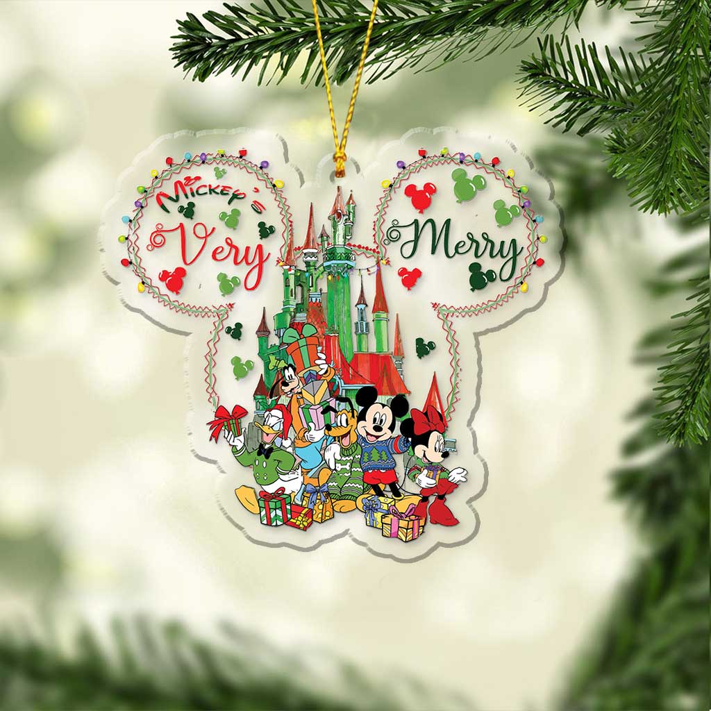 Merry Christmas - Christmas Mouse Transparent Ornament