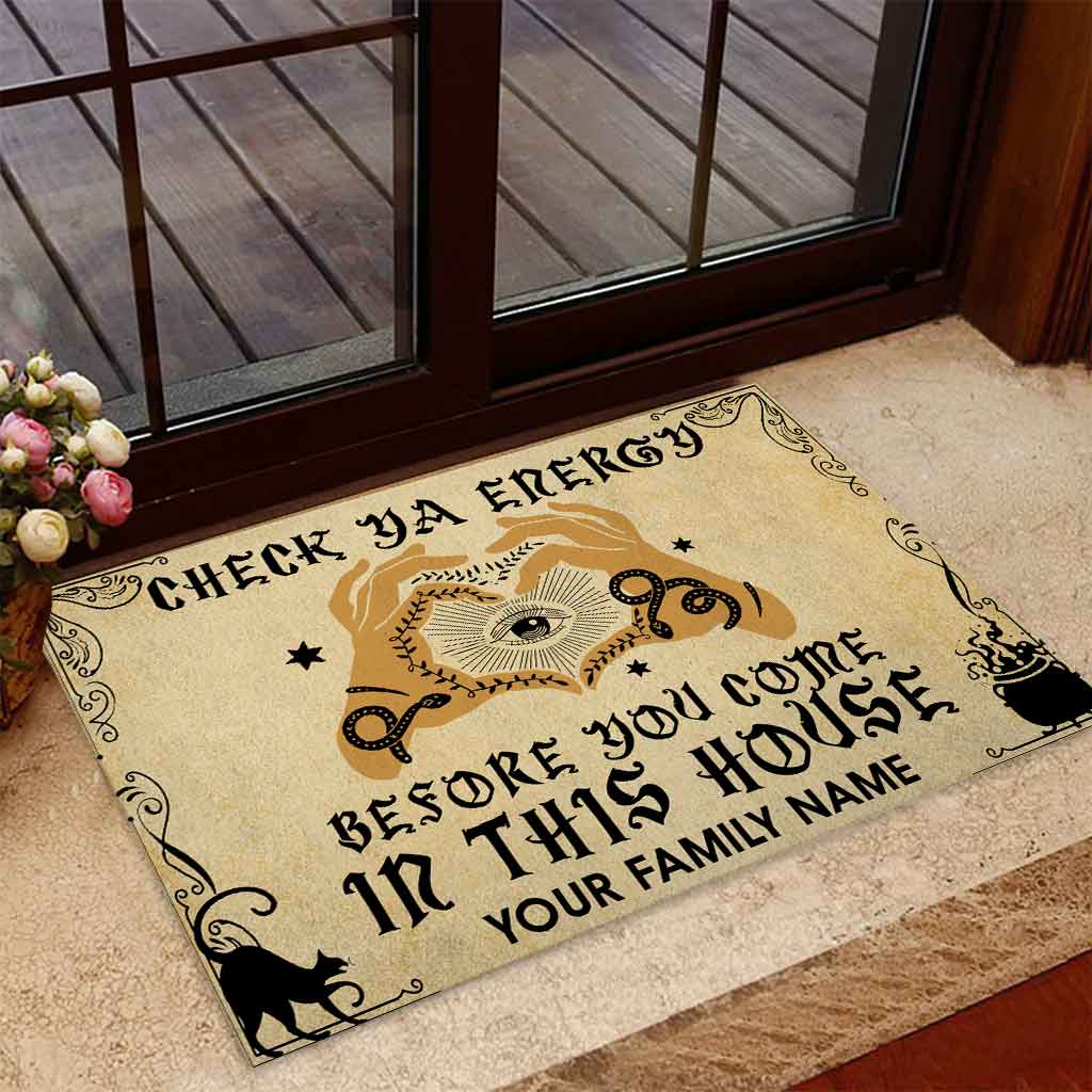 Check Ya Energy - Witch Personalized Coir Pattern Print Doormat
