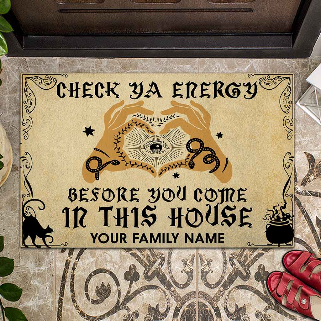 Check Ya Energy - Witch Personalized Coir Pattern Print Doormat