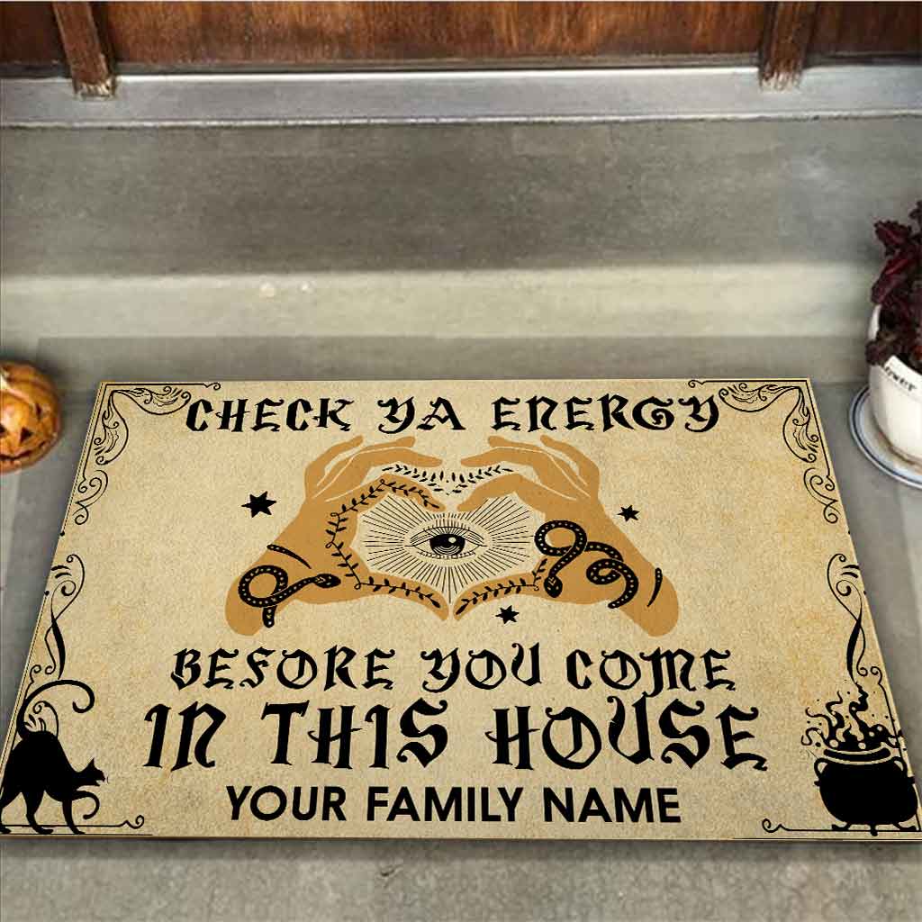 Check Ya Energy - Witch Personalized Coir Pattern Print Doormat
