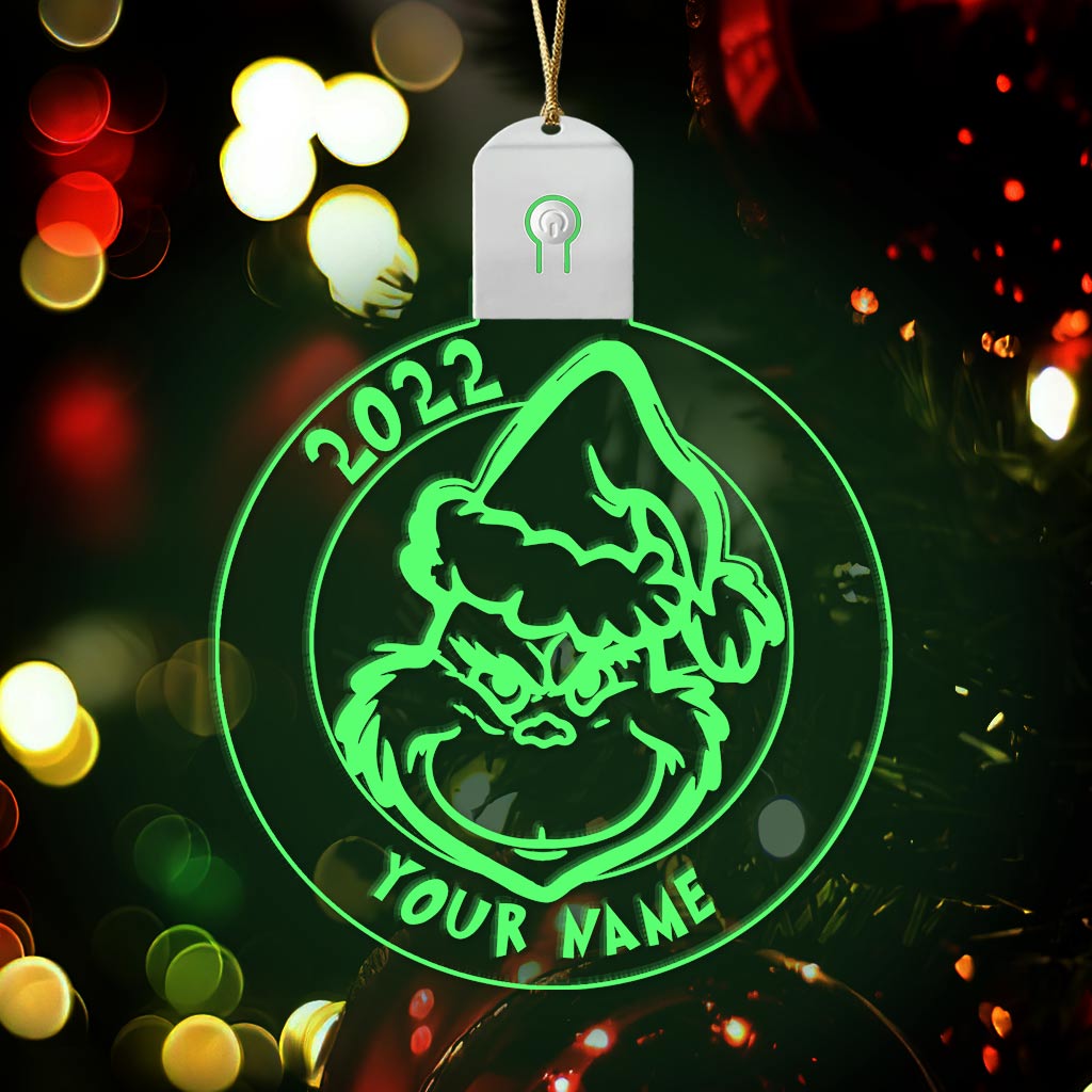 Merry Grinchmas - Personalized Christmas Stole Christmas Round Led Acrylic Ornament