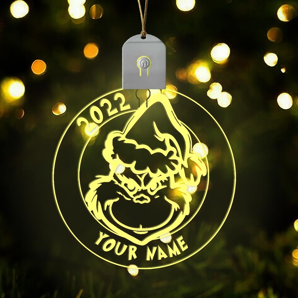 Merry Grinchmas - Personalized Christmas Stole Christmas Round Led Acrylic Ornament