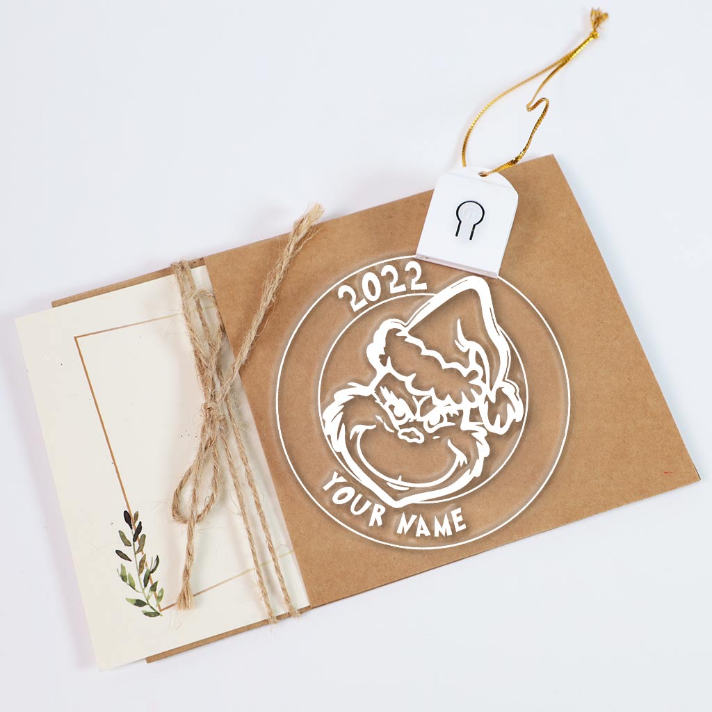 Merry Grinchmas - Personalized Christmas Stole Christmas Round Led Acrylic Ornament