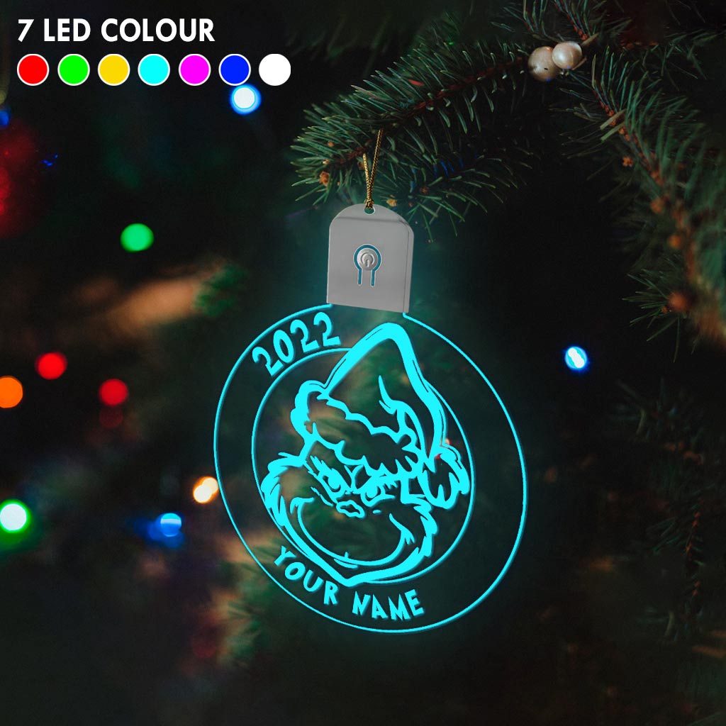 Merry Grinchmas - Personalized Christmas Stole Christmas Round Led Acrylic Ornament