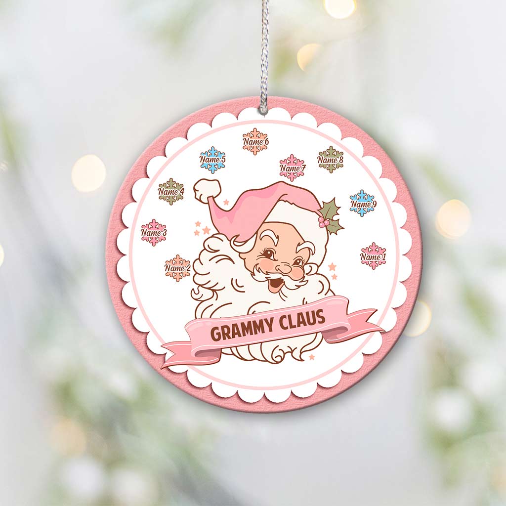 Grammy Claus Lil' Snowflakes - Personalized Christmas Ornament (Printed On Both Sides)