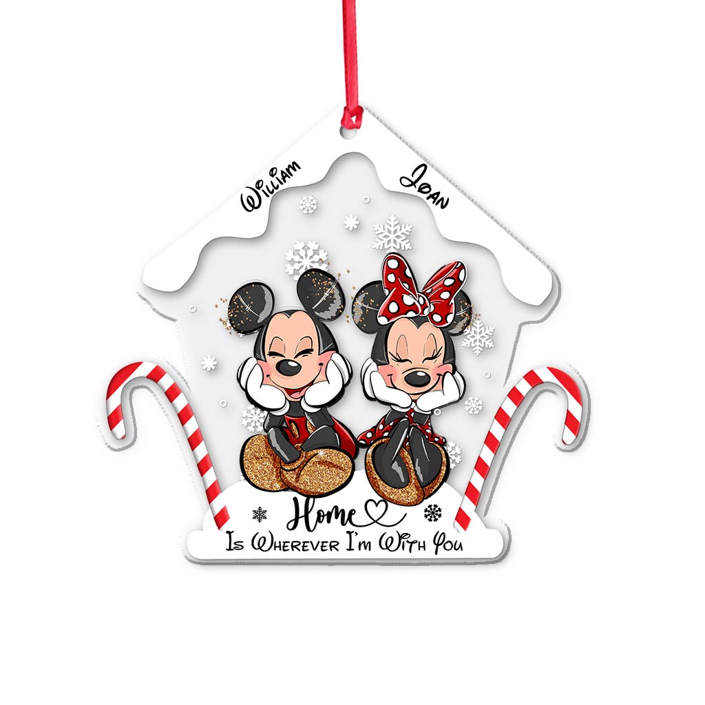 Home Is Wherever I Am With You - Personalized Christmas Mouse Transparent Ornament