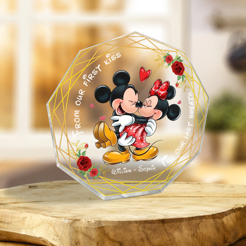 From Our First Kiss - Personalized Couple Mouse Custom Shaped Acrylic Plaque