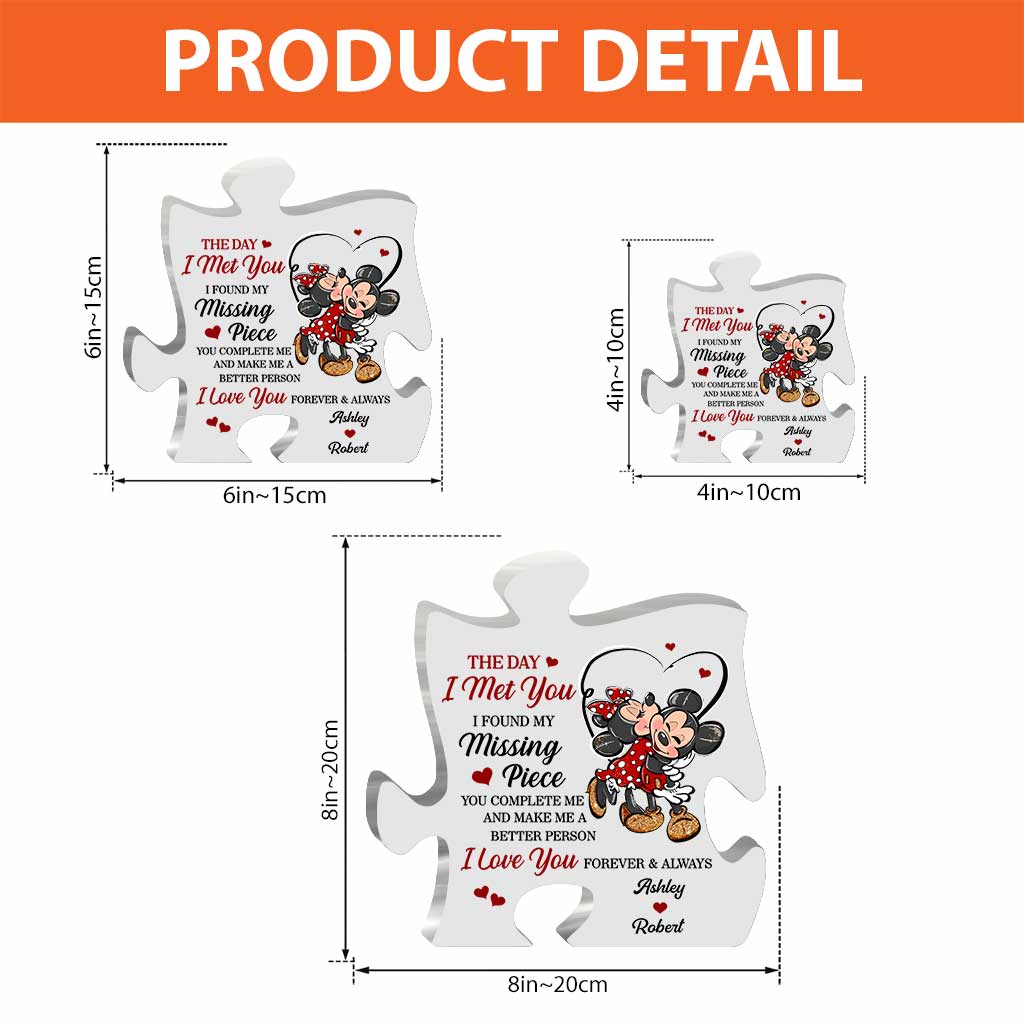 The Day I Met You - Personalized Couple Mouse Custom Shaped Acrylic Plaque