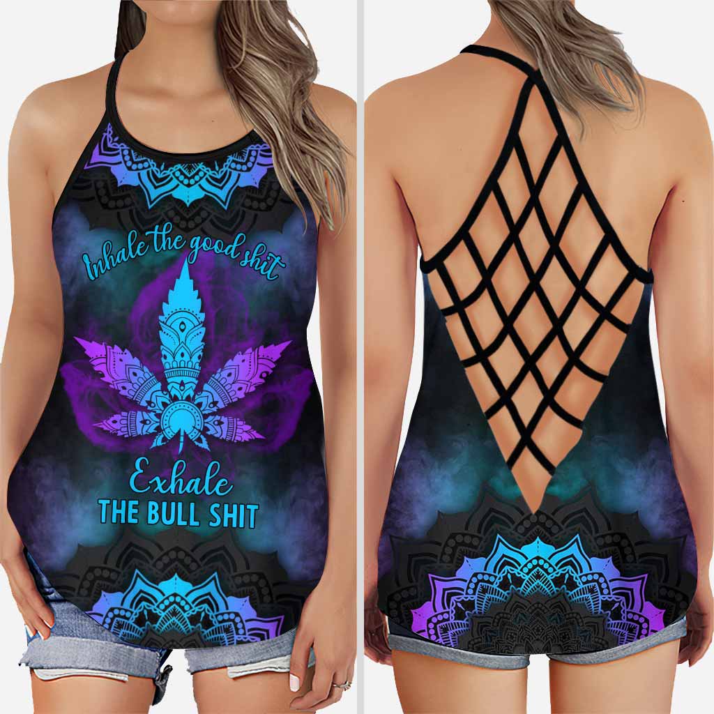 Inhale The Good Shit - Personalized Weed Cross Tank Top and Leggings