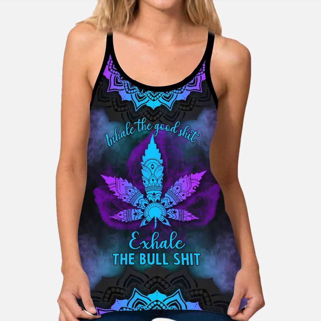 Inhale The Good Shit - Personalized Weed Cross Tank Top and Leggings