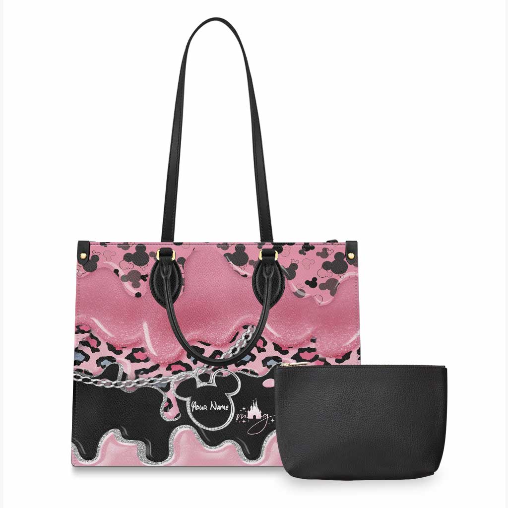 Pink Mouse Ears - Personalized Mouse Leather Handbag