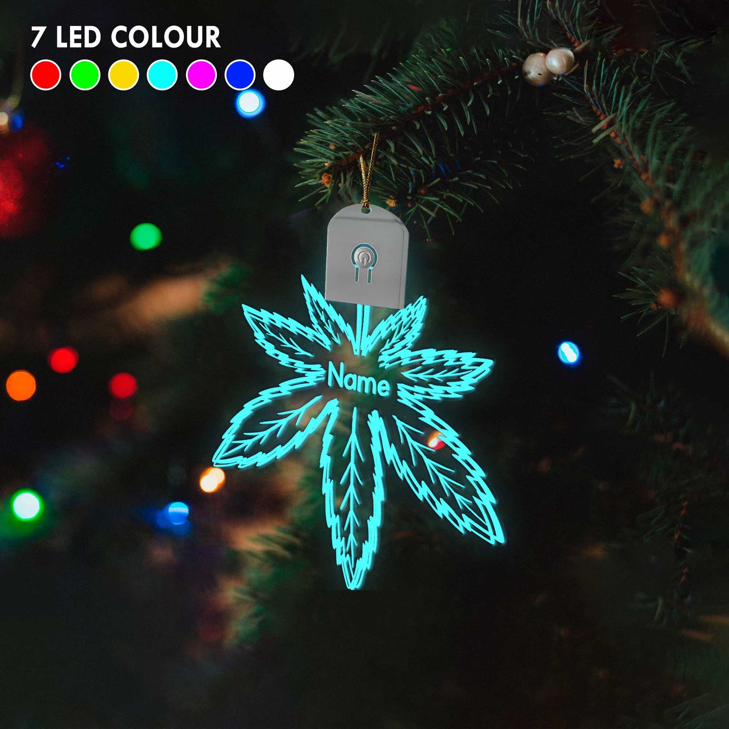Get High Leaf - Personalized Christmas Weed Shaped Led Acrylic Ornament
