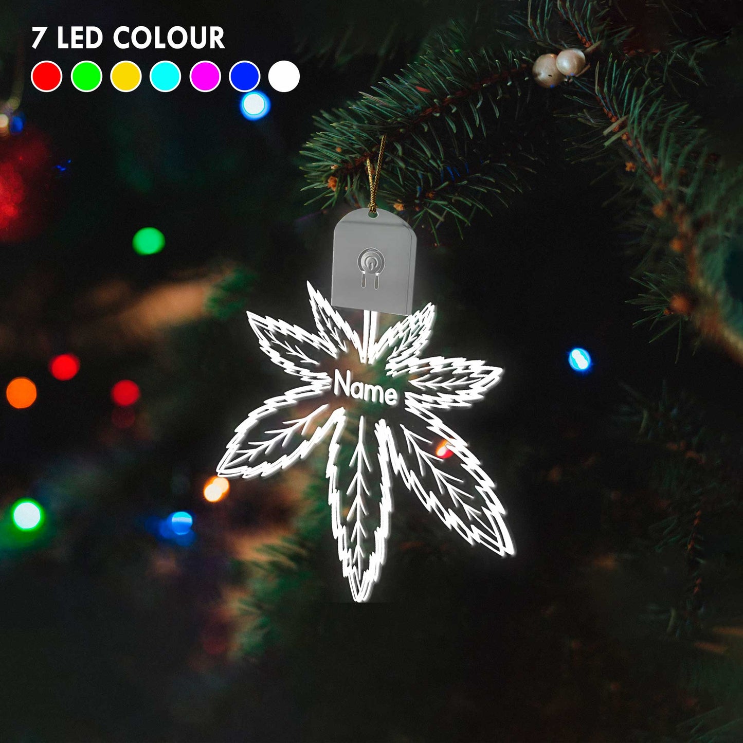 Get High Leaf - Personalized Christmas Weed Shaped Led Acrylic Ornament