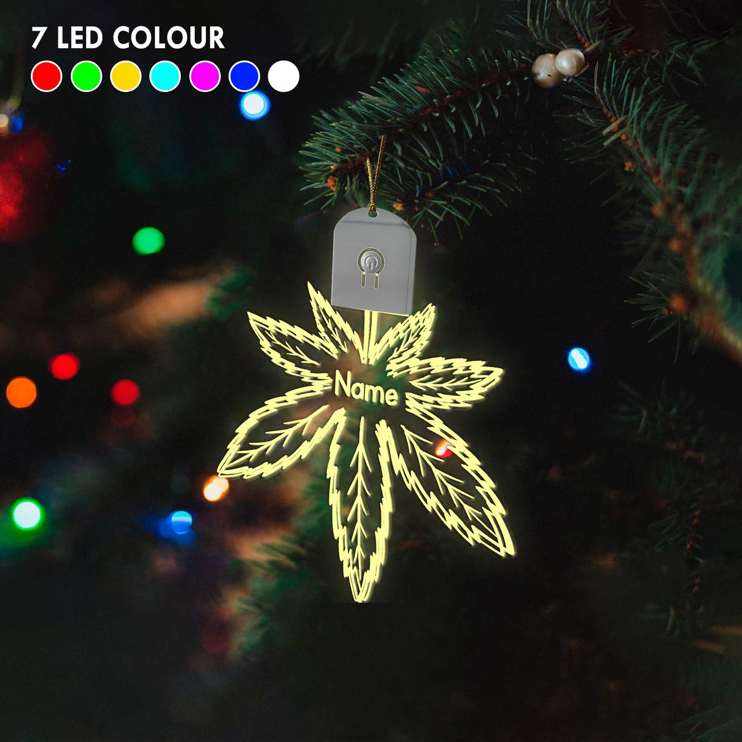 Get High Leaf - Personalized Christmas Weed Shaped Led Acrylic Ornament