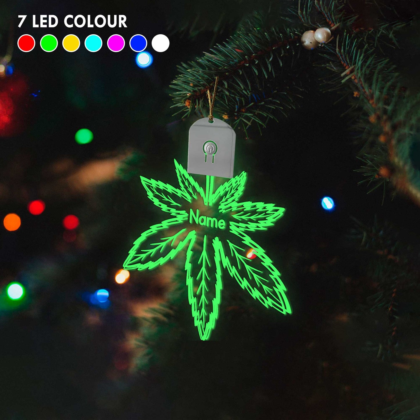 Get High Leaf - Personalized Christmas Weed Shaped Led Acrylic Ornament