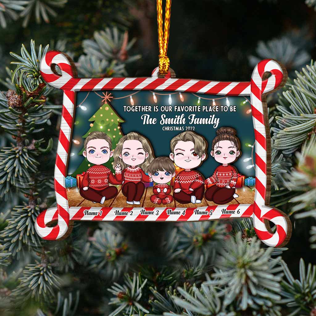 Together Is Our Favorite Place To Be Christmas 2022 - Personalized Family Layered Wood Ornament
