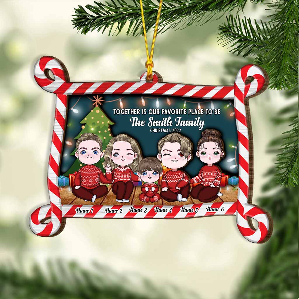 Together Is Our Favorite Place To Be Christmas 2022 - Personalized Family Layered Wood Ornament
