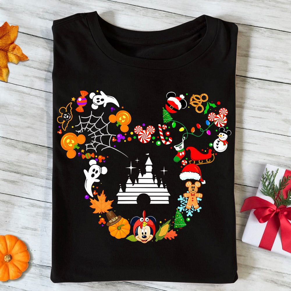 Happy Hallothanksmas Mouse T-shirt and Hoodie 0823