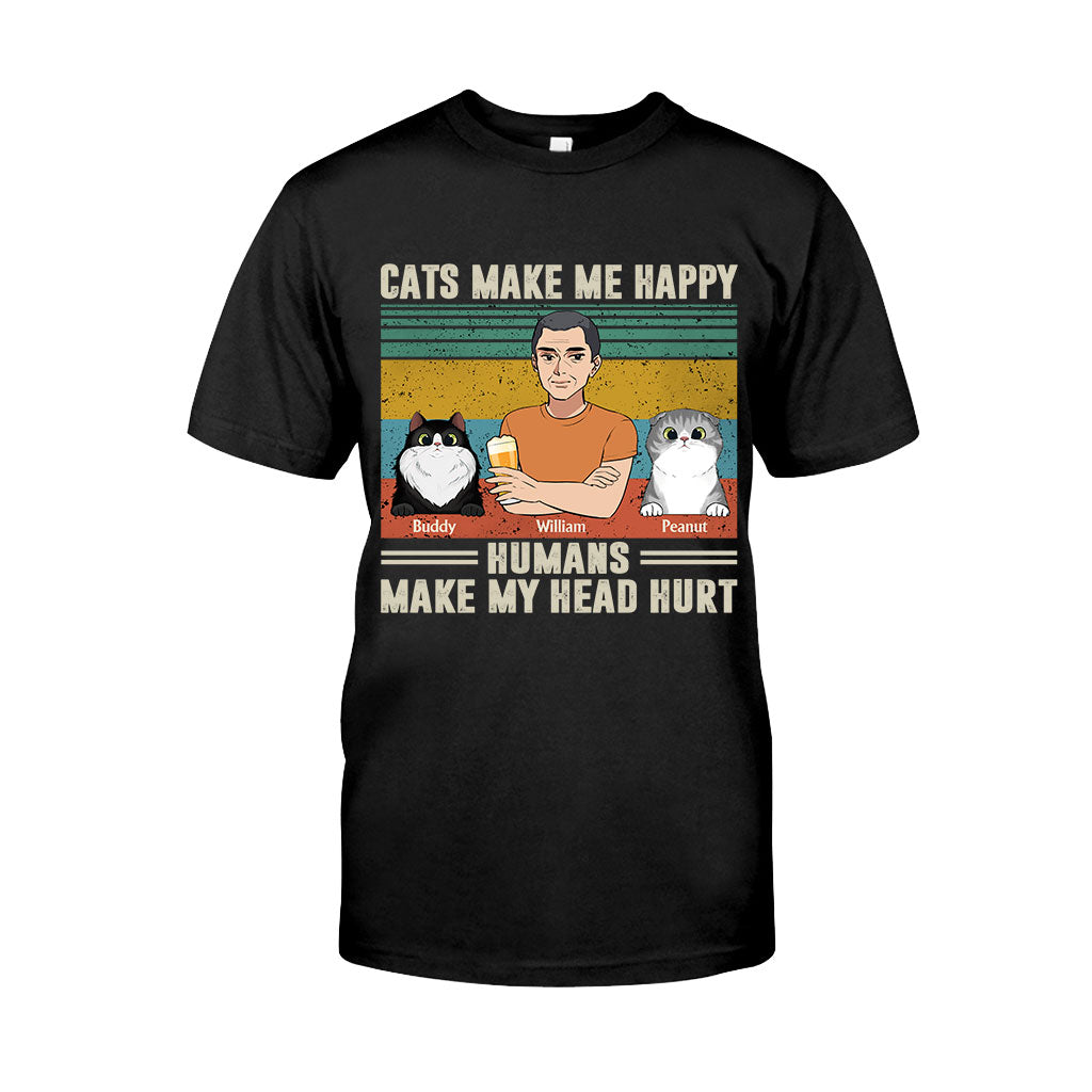 Cats Make Me Happy - Personalized Father's Day Father T-shirt and Hoodie