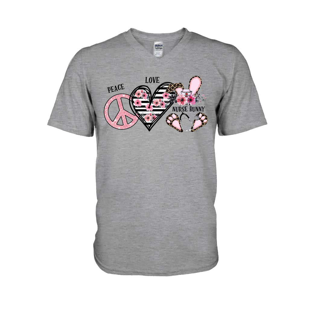 Peace Love Nurse Bunny - Personalized T-shirt and Hoodie