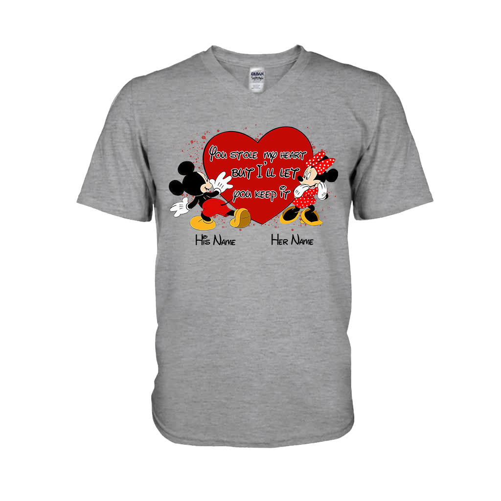 You Stole My Heart But I Will Let You Keep It - Personalized Couple Mouse T-shirt and Hoodie