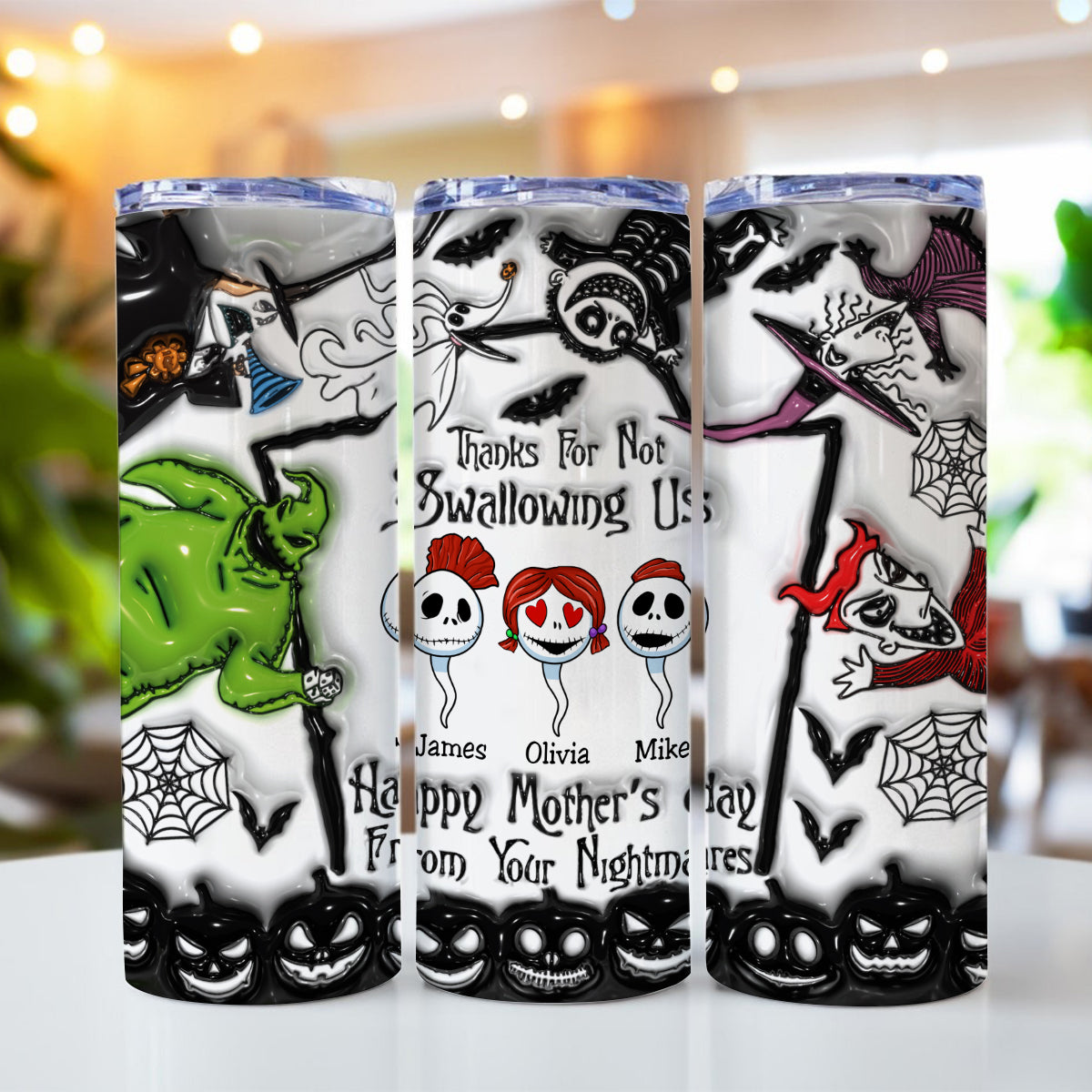 Nightmare Thank You Mom For Not Swallowing - Personalized Nightmare Skinny Tumbler