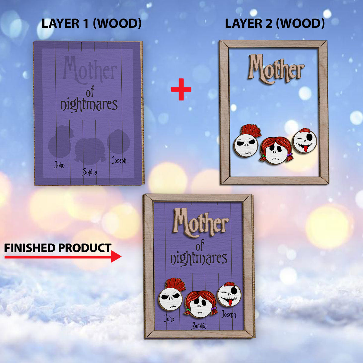 Mother Father Of Nightmares - Personalized Nightmare 2 Layered Wood Sign / Wood Plaque