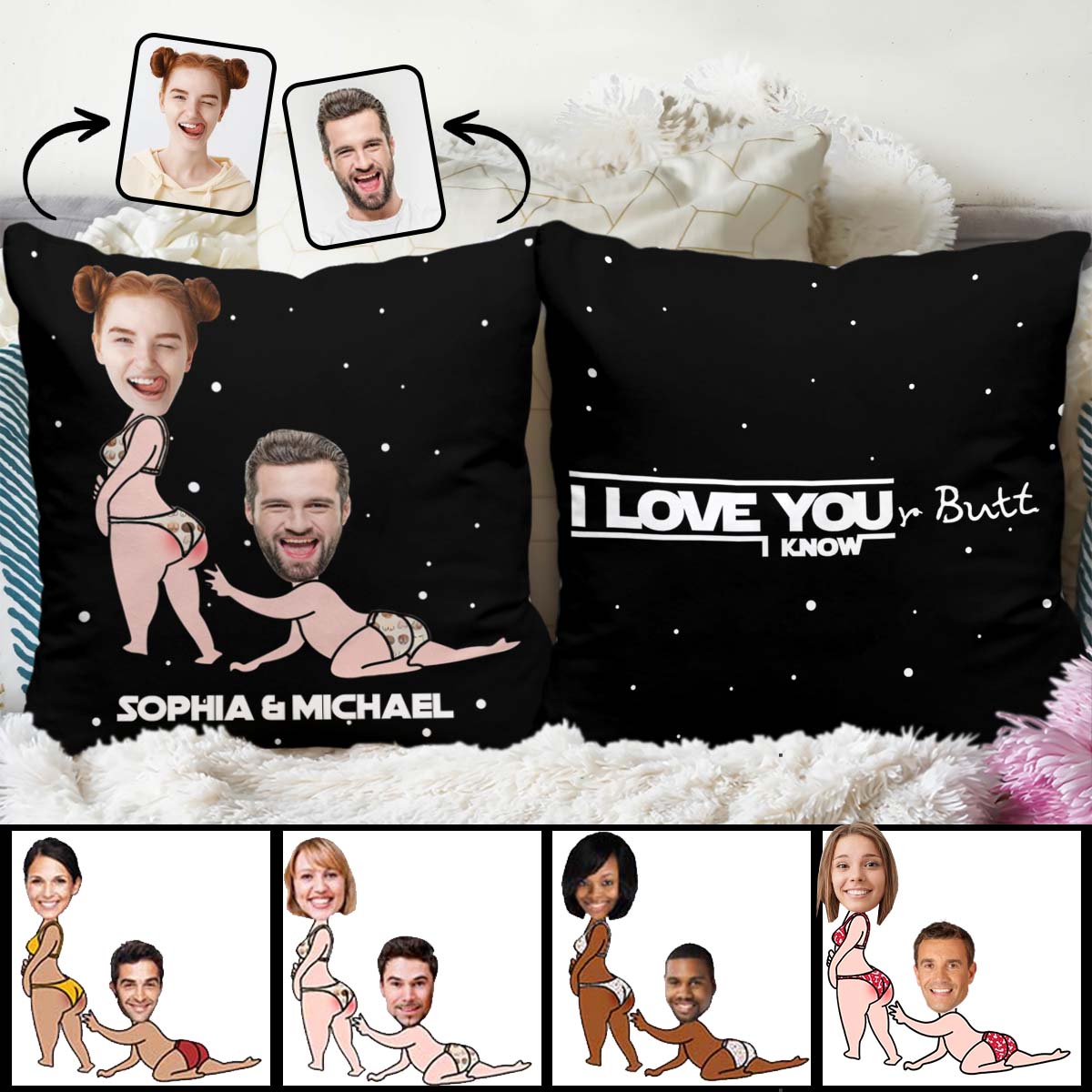 I Love Your Butt I Know - Personalized The Force Throw Pillow