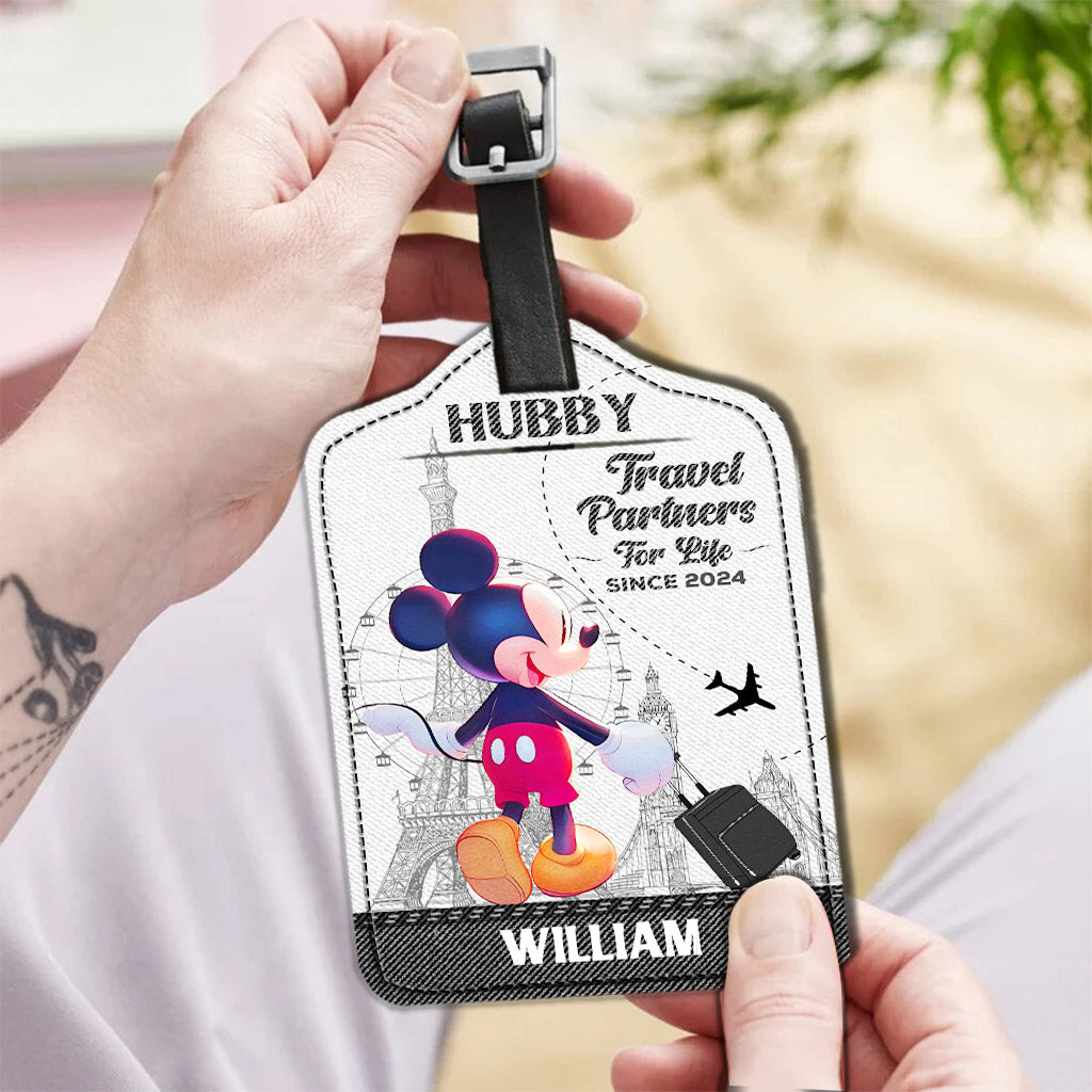 Travel Partners For Life - Personalized Mouse Leather Luggage Tag