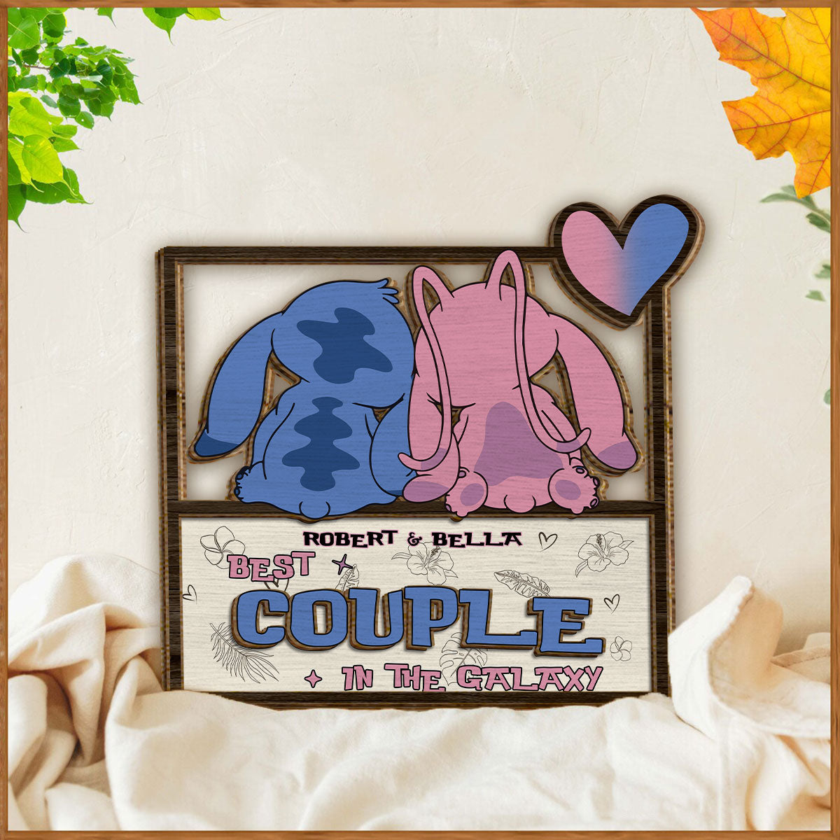Best Couple In The Galaxy - Personalized Ohana 2 Layered Wood Sign / Wood Plaque