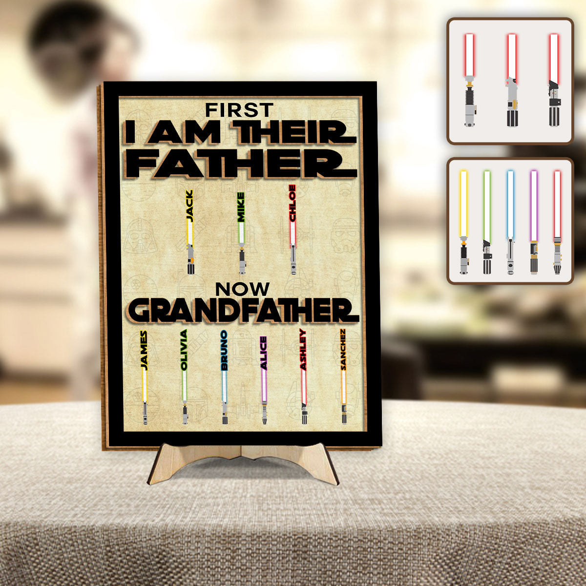 First Father Now Grandfather - Personalized The Force 2 Layered Wood Sign / Wood Plaque