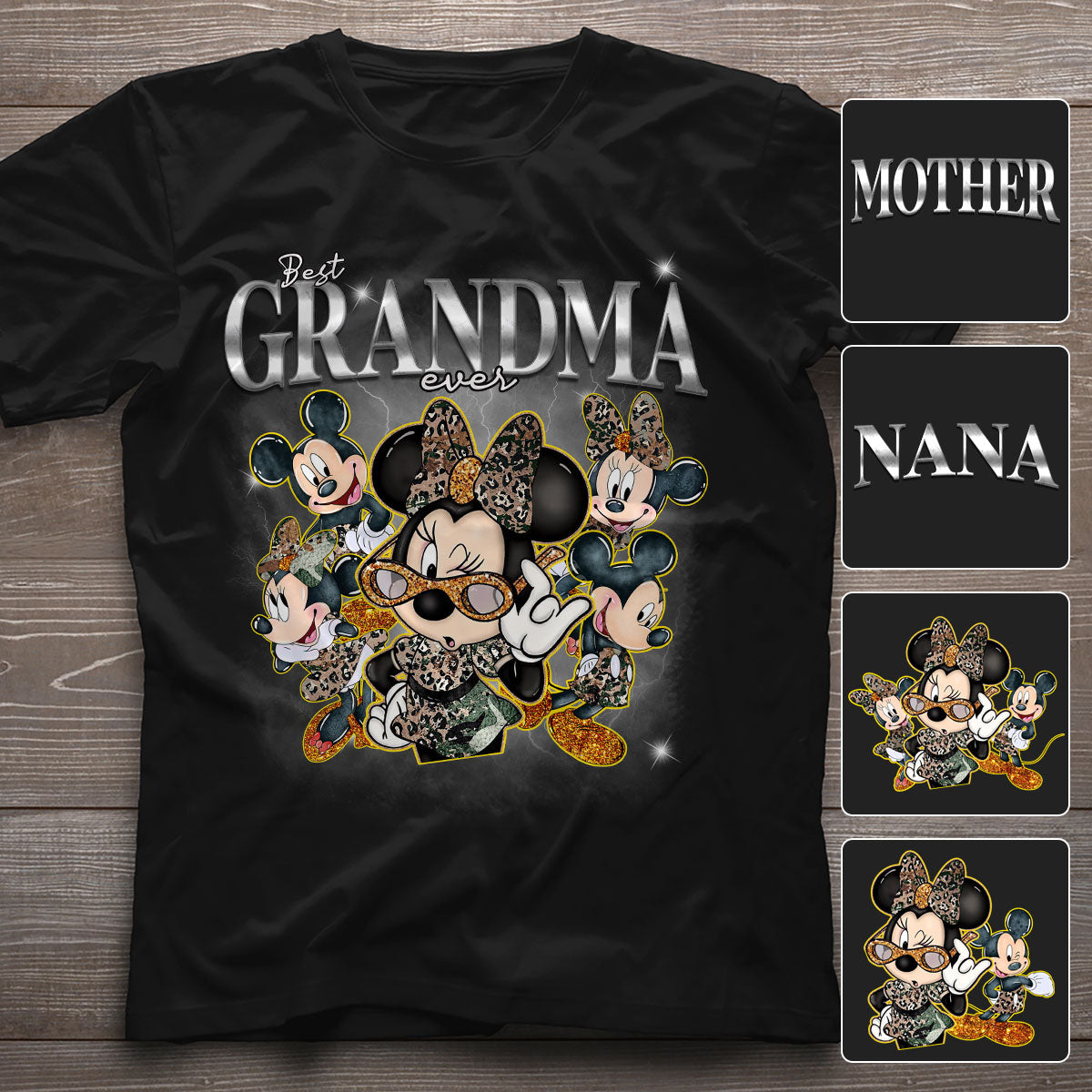 Best Grandma Nana Mother Mom Ever Mouse Ears Bootleg Rap - Personalized Mouse T-shirt And Hoodie