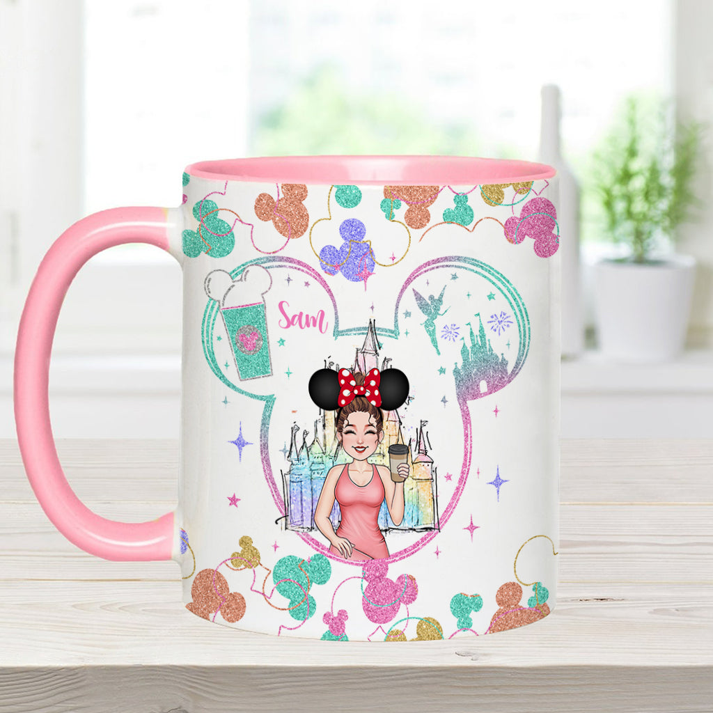 This Mom Runs On Coffee Magic - Personalized Mouse Accent Mug