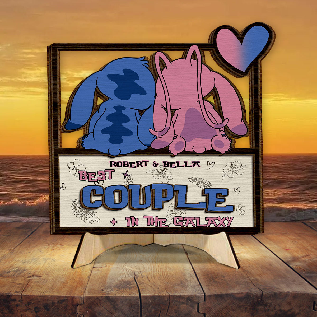 Best Couple In The Galaxy - Personalized Ohana 2 Layered Wood Sign / Wood Plaque