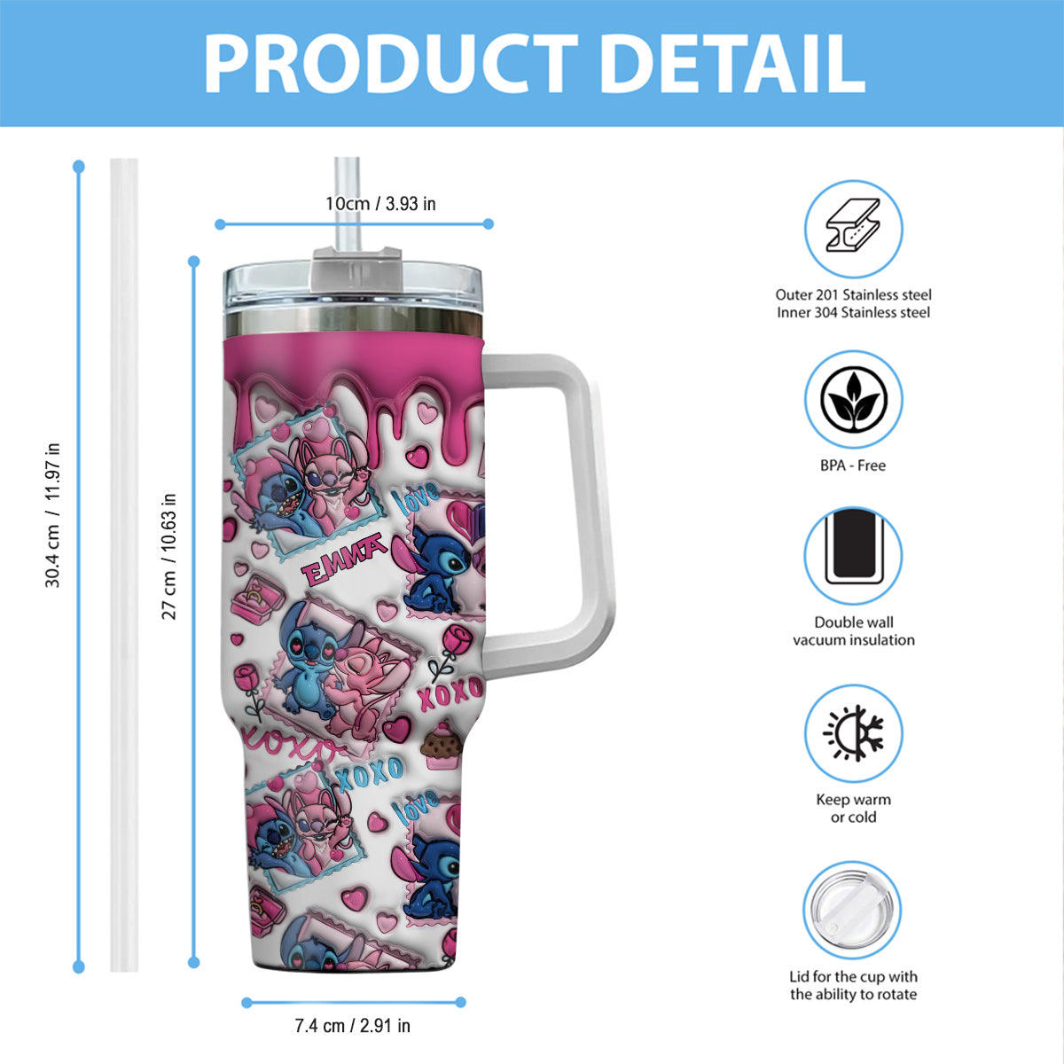 No Returns Or Refund - Personalized Ohana Tumbler With Handle