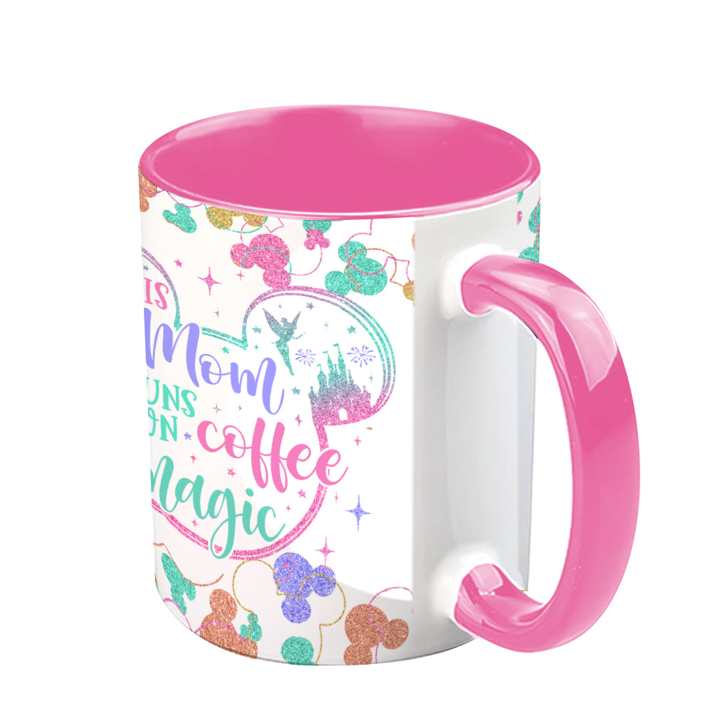 This Mom Runs On Coffee Magic - Personalized Mouse Accent Mug
