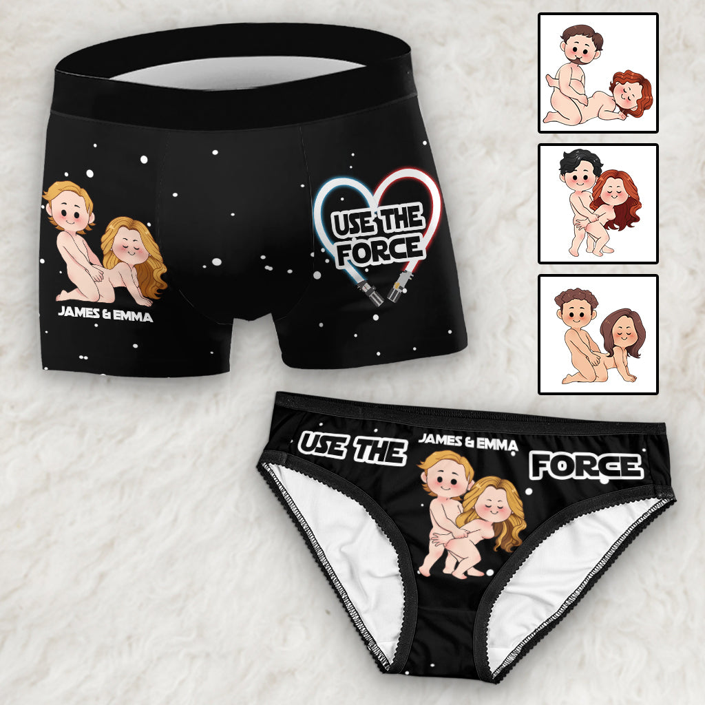 Use The Force Naughty - Personalized The Force Lace Border Women Briefs And Men’s Boxer Briefs