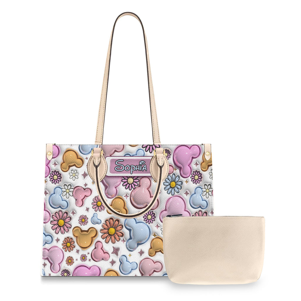 Foral Sping Disney - Personalized Mouse Leather Handbag