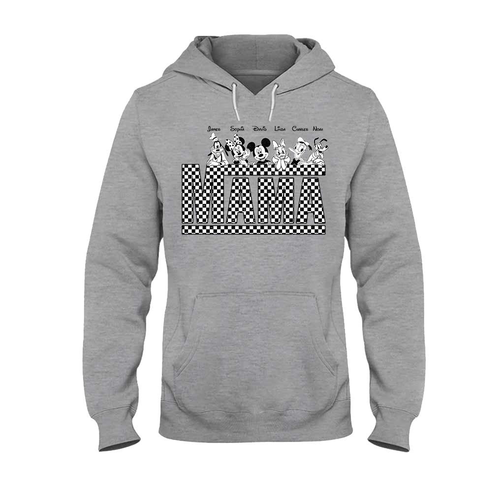 Vintage Checkered Mama Dada Mini Grandma Grandpa - Personalized Mouse T-shirt And Hoodie