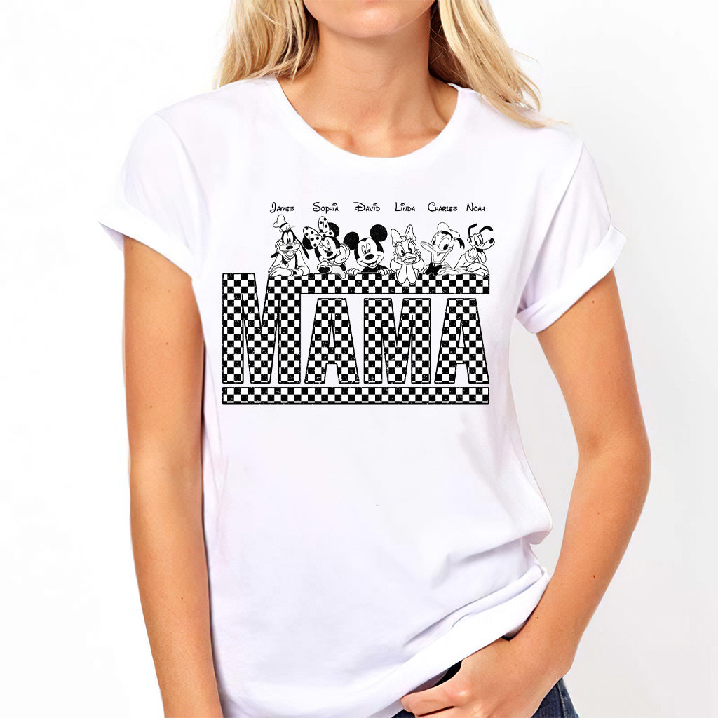 Vintage Checkered Mama Dada Mini Grandma Grandpa - Personalized Mouse T-shirt And Hoodie