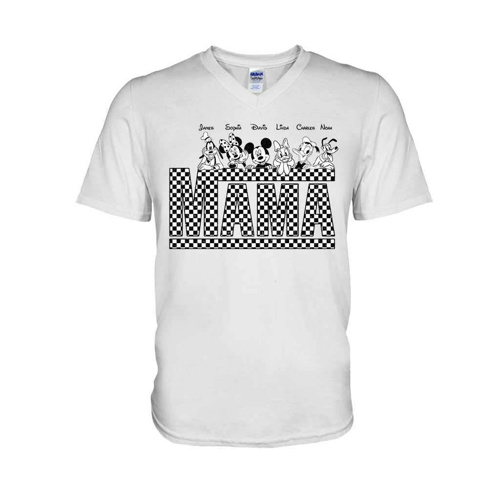 Vintage Checkered Mama Dada Mini Grandma Grandpa - Personalized Mouse T-shirt And Hoodie
