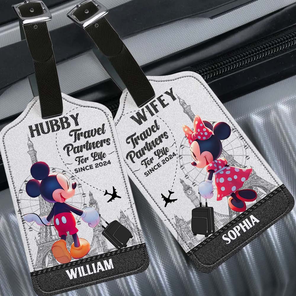 Travel Partners For Life - Personalized Mouse Leather Luggage Tag