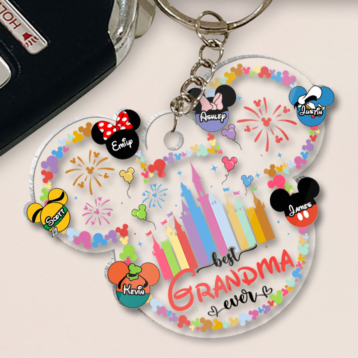 Best Grandma Mom Ever - Personalized Mouse Transparent Keychain