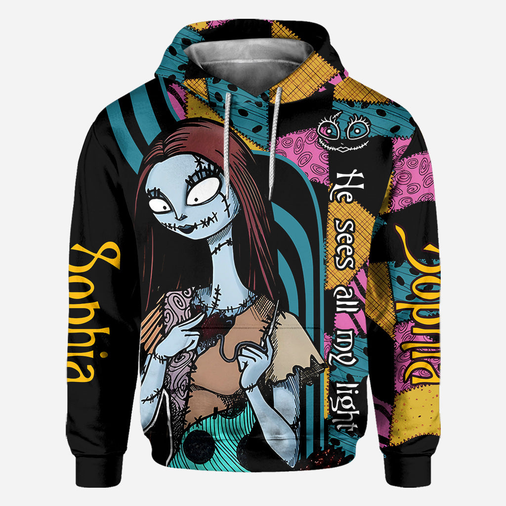He Sees All My Light She Accepted All My Dark - Personalized Nightmare All Over Shirt