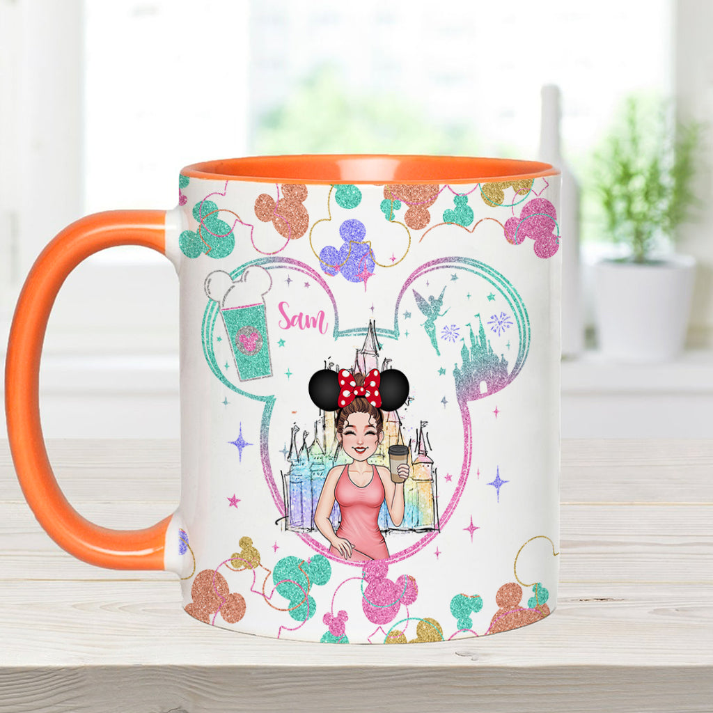 This Mom Runs On Coffee Magic - Personalized Mouse Accent Mug