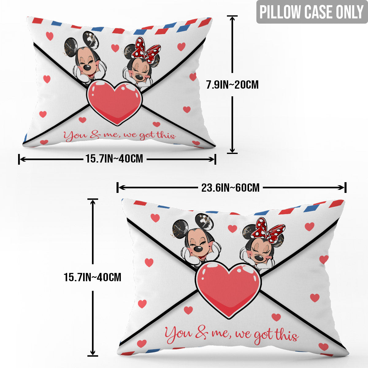 You And Me We Got This Love Letter Envelope Mouse Ears - Personalized Mouse Rectangle Pillow Cover
