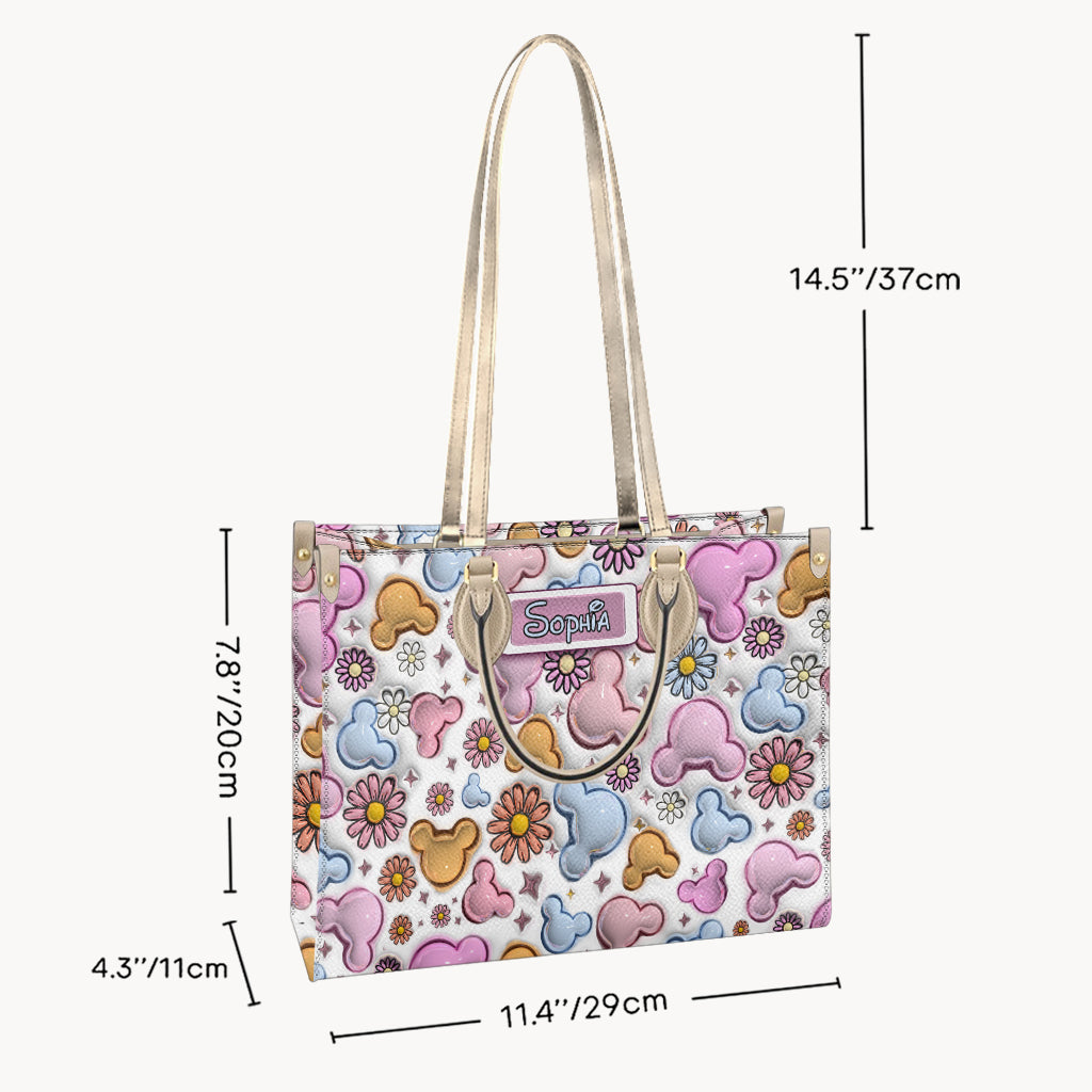 Foral Sping Disney - Personalized Mouse Leather Handbag